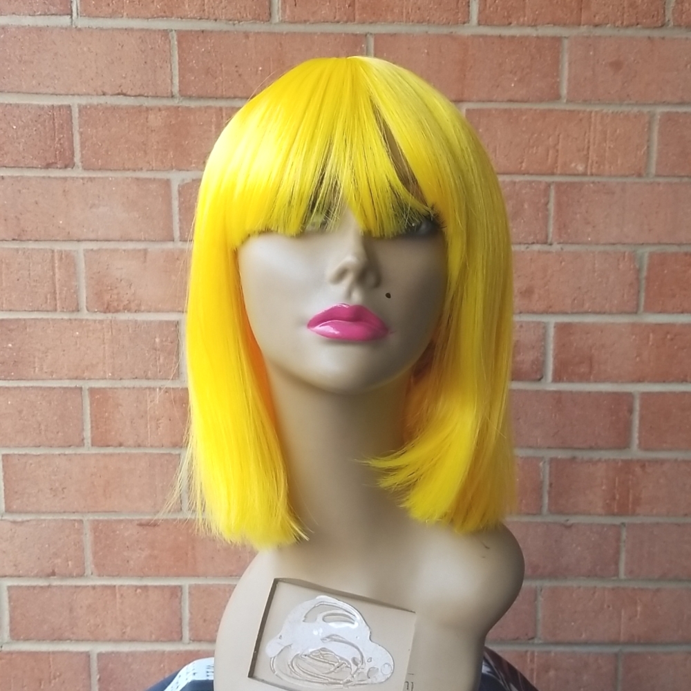 YELLOW BOB CUT SYNTHETIC WIG